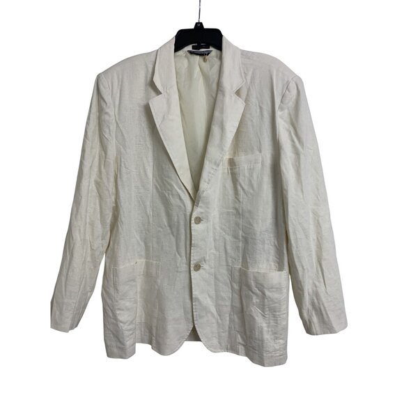 Andrew Fezza Beige Linen Sports Jacket Size L - Picture 3 of 10